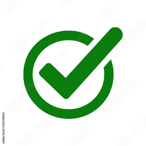 Checked circle icon with tick mark, symbol of approval and validation