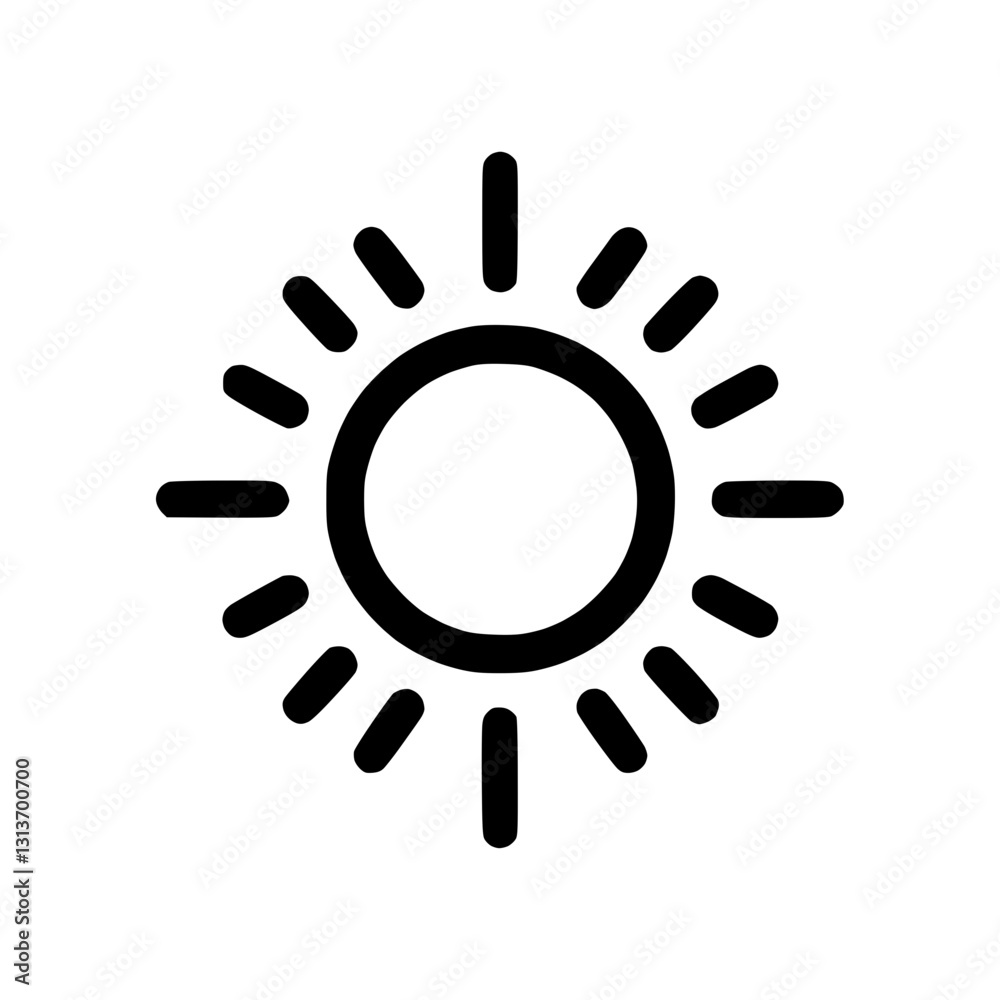 Sun outline icon, symbol of brightness and positivity Sun outline icon, symbol of brightness and positivity
