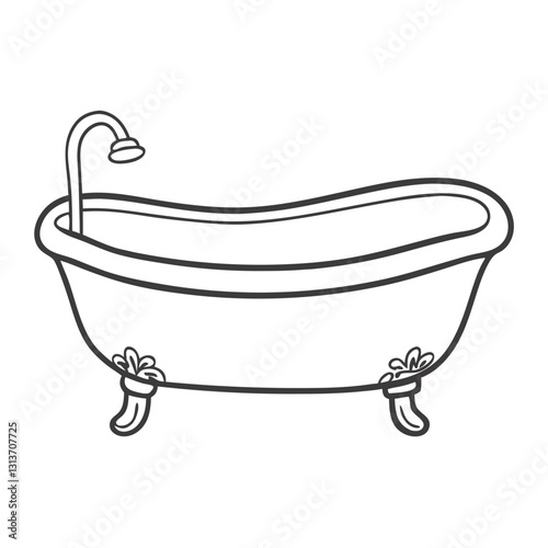 Vintage bathtub with clawfoot design in black and white