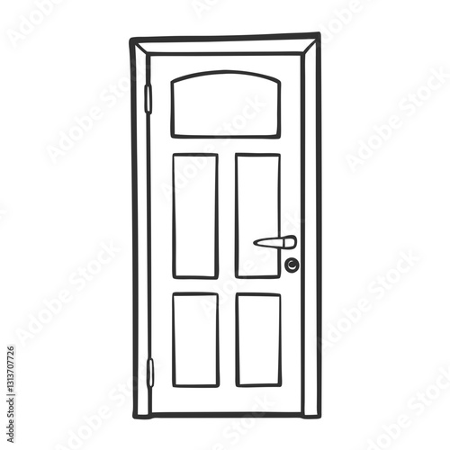 Obraz na płótnie Classic wooden door in black and white illustration w salonie