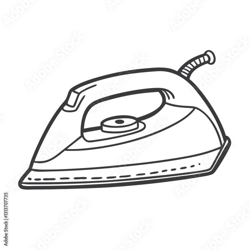 Black and white illustration of an electric iron