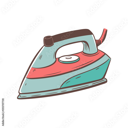 Colorful electric iron in vintage style