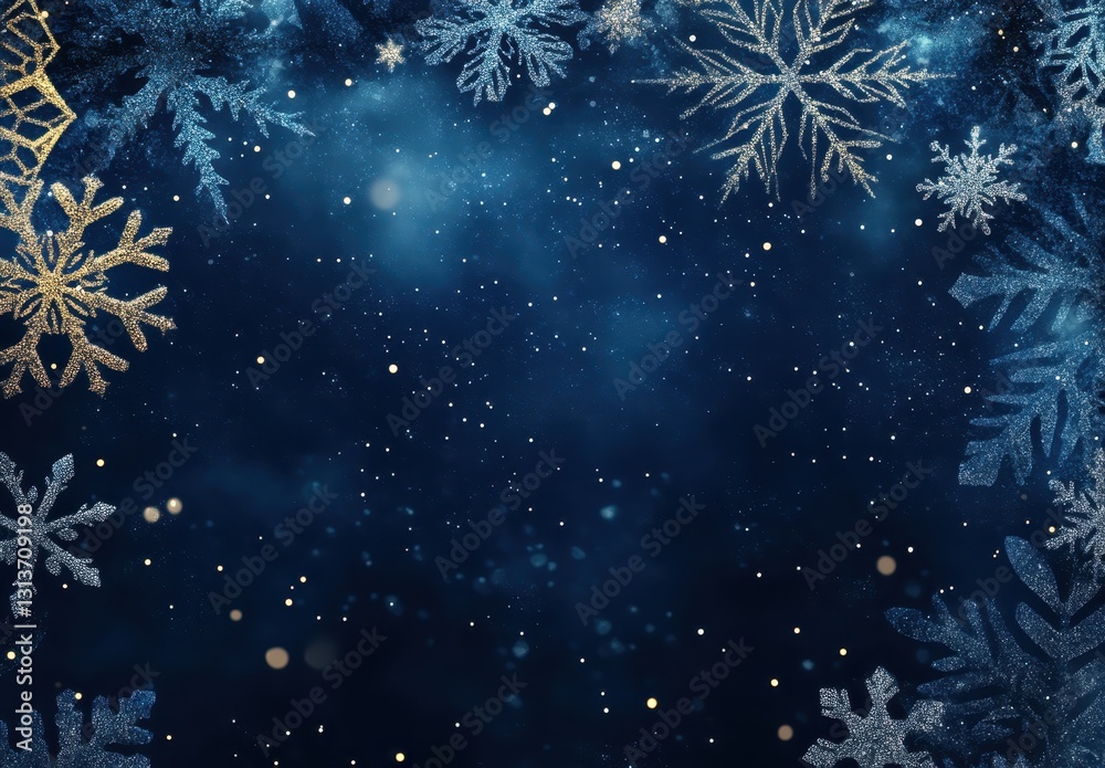 Sparkling Winter Wonderland Background with Glittering Snowflakes and Starry Night Sky for Holiday and Seasonal Themes Sparkling Winter Wonderland Background with Glittering Snowflakes and Starry Night Sky for Holiday and Seasonal Themes