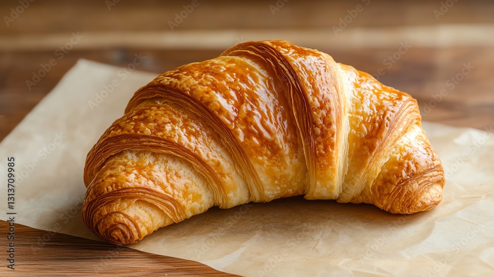 A fresh croissant with a crispy golden crust A fresh croissant with a crispy golden crust