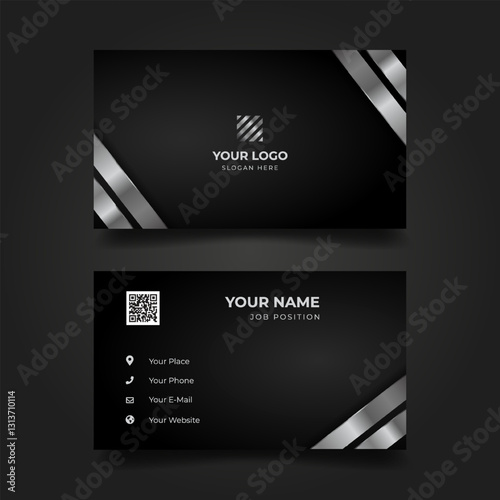 Elegant black silver business card design (4)