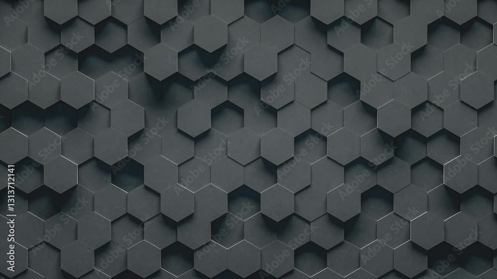 Black geometric 3D hexagonal abstract background 