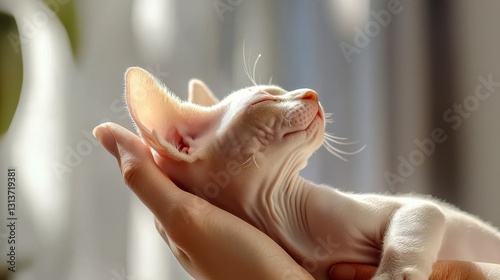 Wallpaper Mural A person is holding a cat in their hand Torontodigital.ca