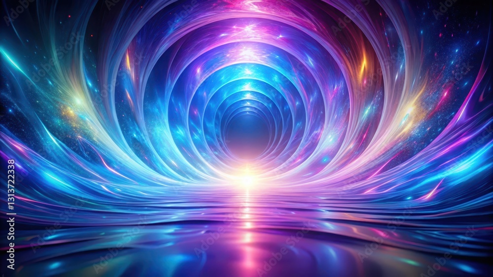 Φωτογραφία Abstract Cosmic Tunnel of Vibrant Light and Energy with Reflective Surface