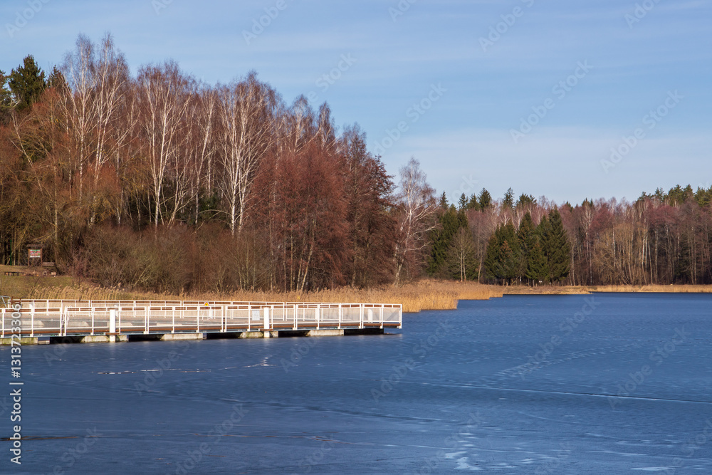 Przedwiośnie nad Zalewem Czapielówka w Puszczy Knyszyńskiej, Podlasie, Polska