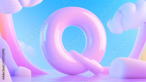 3D rendering letter Q, 3d style decorated capital letter Q