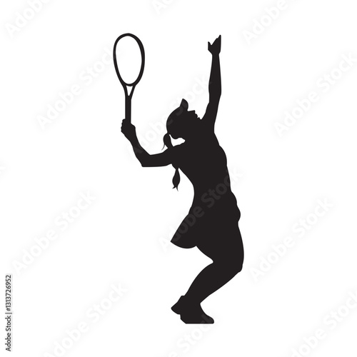 woman tennis player serve silhouette