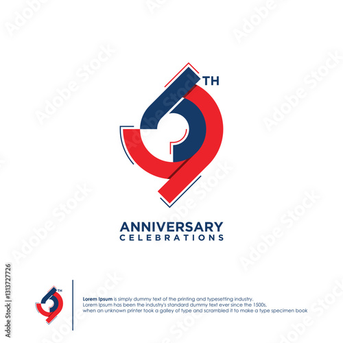 69th Anniversary logotype design flat style design template