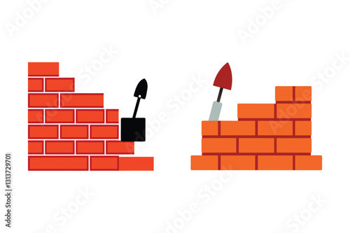 red brick wall with bricks white background vector illustration