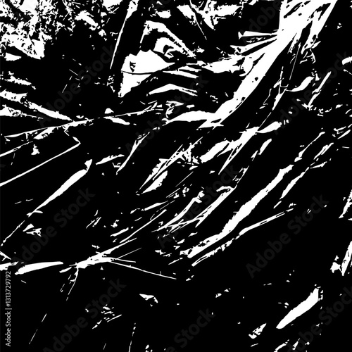 The background is with a black plastic wrap that is crumpled. Creases on plastic. Abstract illustration. Real texture.