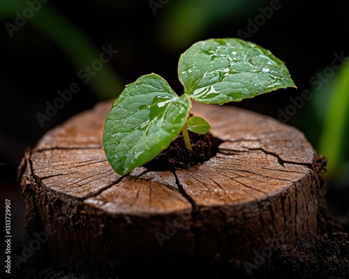 Witness the resilience of life with this stunning image of a young plant taking root in harsh, dry terrain, a symbol of determination against all odds This photograph captures the unwavering spirit photo