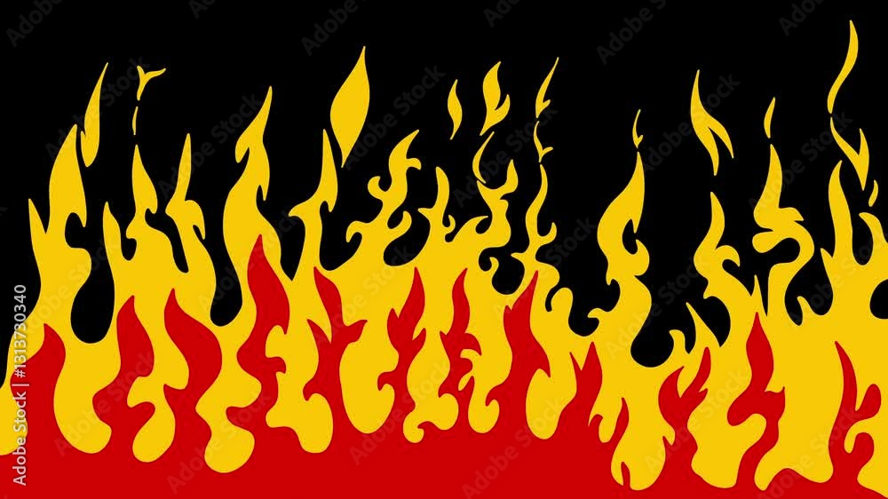 Fire cartoon animation. Fire doodle motion. 2d Fire Cartoon Elements Motion Graphics 4K resolution