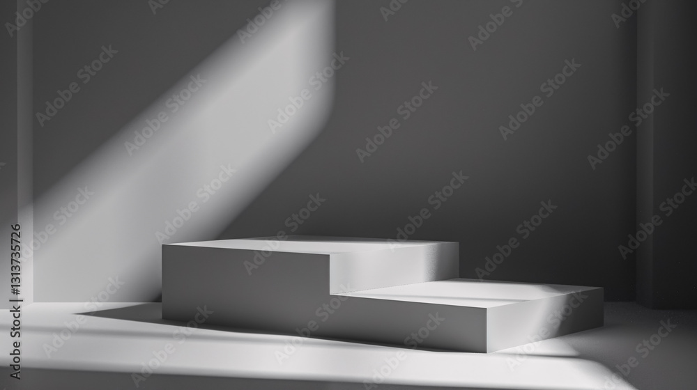 Gray background designed for product presentations, featuring sunlight glare.