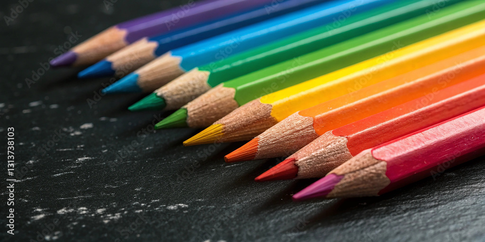Obraz premium Close up of rainbow colour pencils.