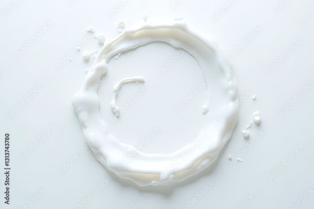 Pouring cream into a circular pool kitchen table food photography minimalist environment top view culinary delight Pouring cream into a circular pool kitchen table food photography minimalist environment top view culinary delight