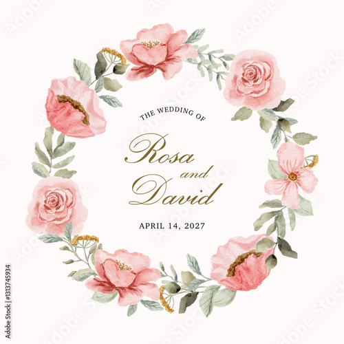 beautiful delicate pink floral watercolor wreath