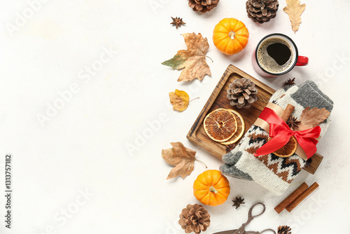 Cozy autumn flat lay with k...