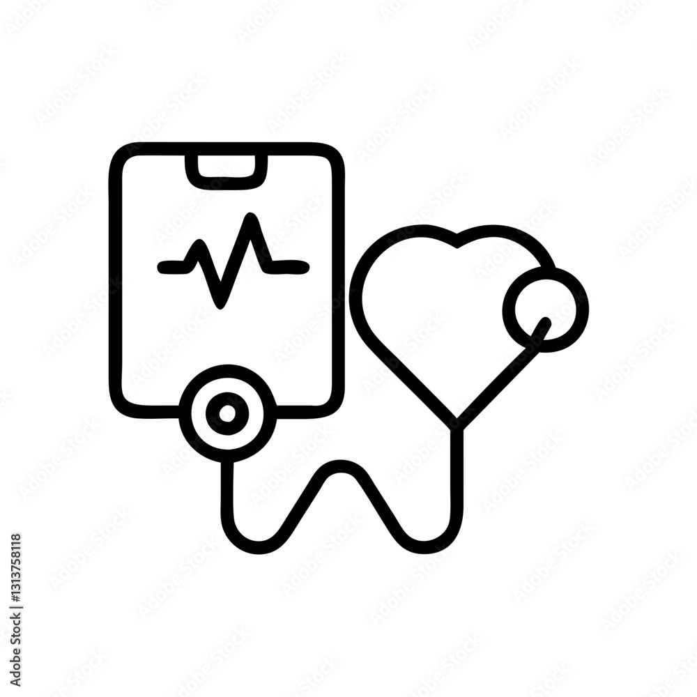 AI medical diagnosis icon with heart and health monitor graphic AI medical diagnosis icon with heart and health monitor graphic