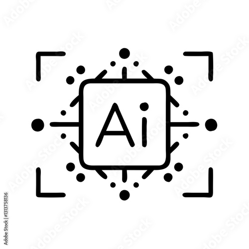 AI pattern recognition icon design with abstract digital elements