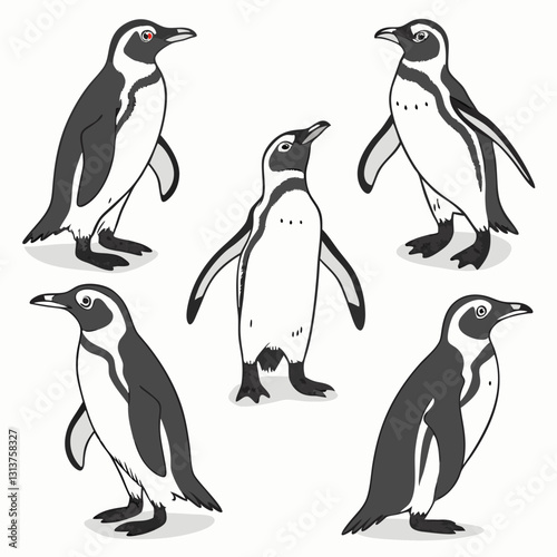 Penguin Poses: A collection of charming illustrations depicting penguins in various poses, capturing their unique personalities and the playful essence of these beloved flightless birds.