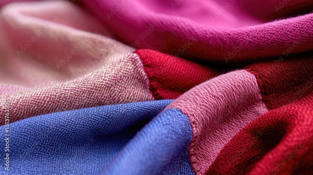 Fototapeta premium Close-Up of Colorful Textile Fabric with Soft Textures and Patterns
