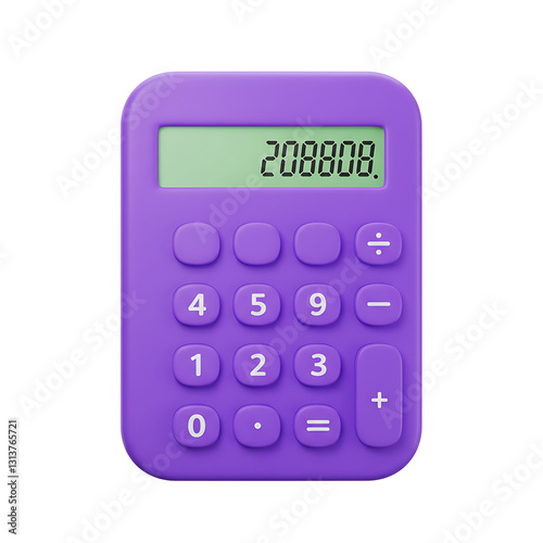 Purple Calculator 3D Render: A Vibrant Tool for Calculations and Math Problems