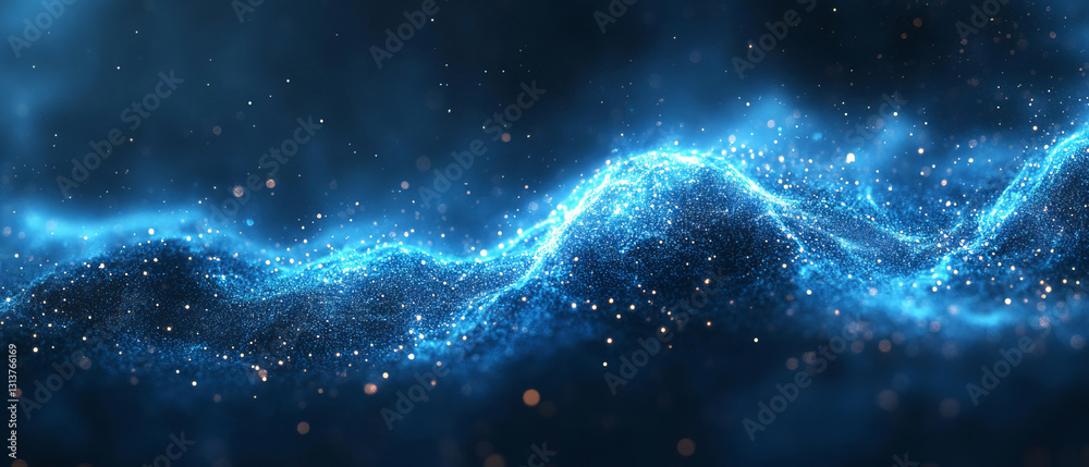 Obraz premium A futuristic abstract background glows with flowing blue light lines and swirls, symbolizing artificial intelligence, digital evolution, and technological advancements.