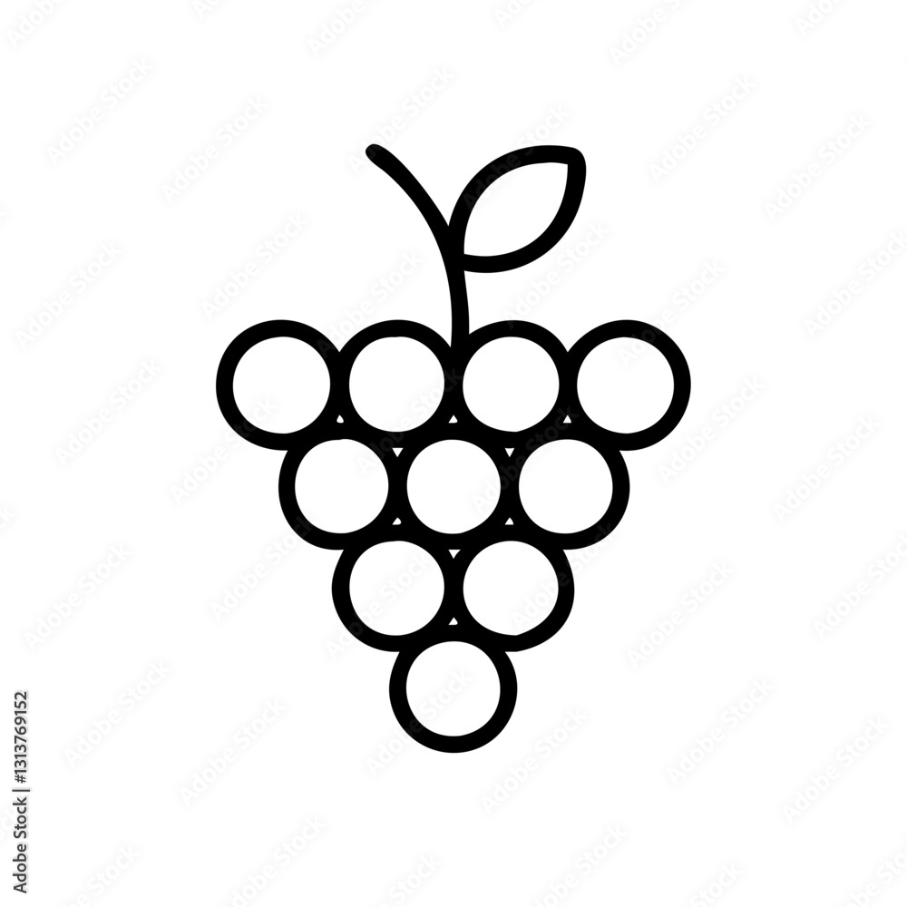 Grape icon illustration in black and white style Grape icon illustration in black and white style