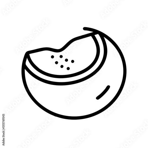 Melon icon with a bite taken out on white background