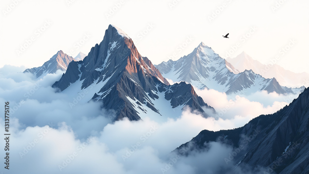 Craggy Peaks in Morning Fog - A seamless pattern of rugged mountain peaks emerging from thick fog. Craggy Peaks in Morning Fog - A seamless pattern of rugged mountain peaks emerging from thick fog.