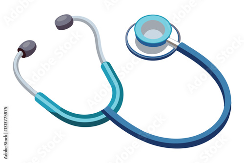 Illustration of a red stethoscope designed for medical professionals in a modern healthcare environment