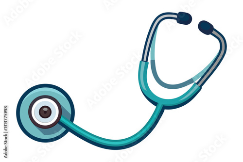 Illustration of a red stethoscope designed for medical professionals in a modern healthcare environment