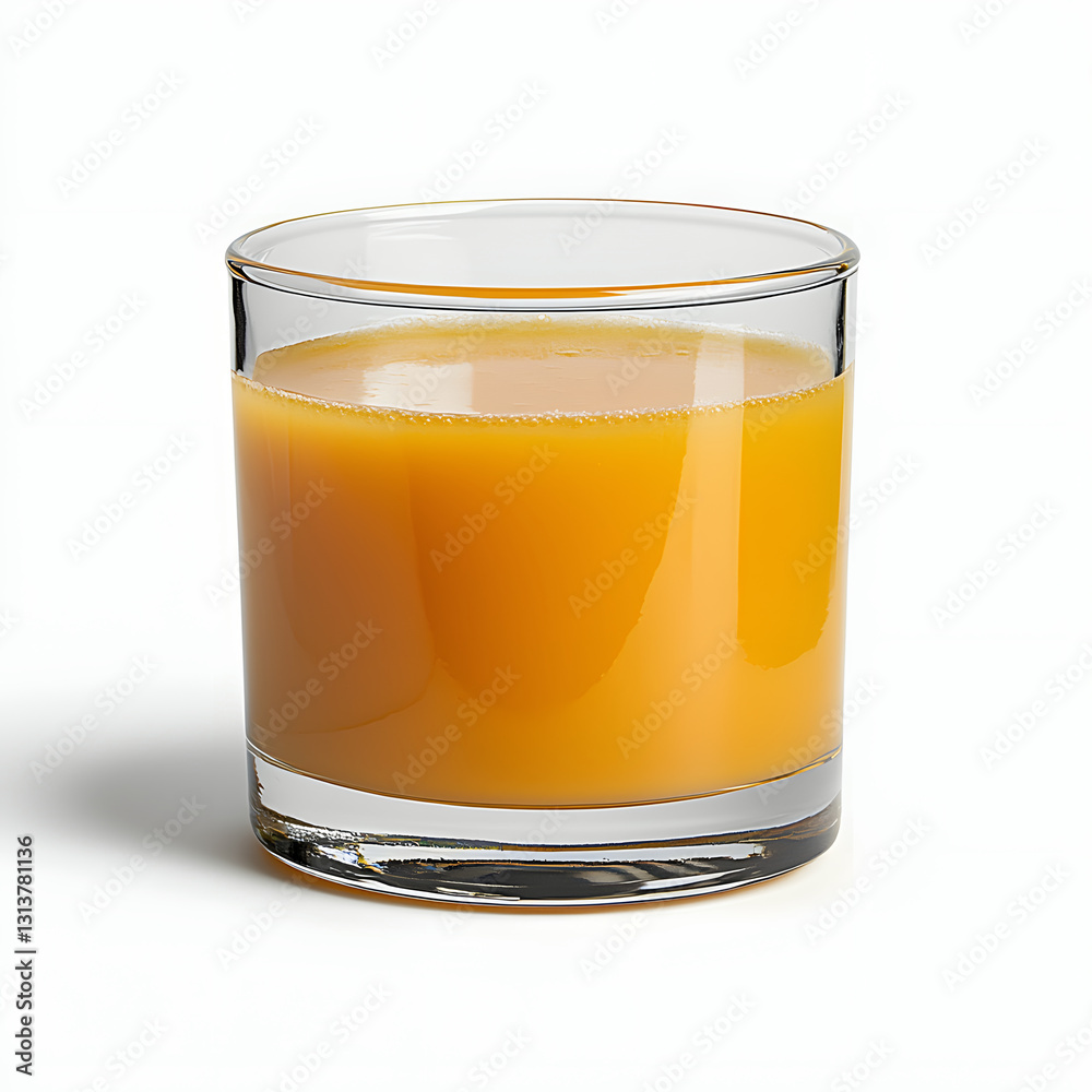 Glass of Refreshing Orange Juice on White Background Glass of Refreshing Orange Juice on White Background
