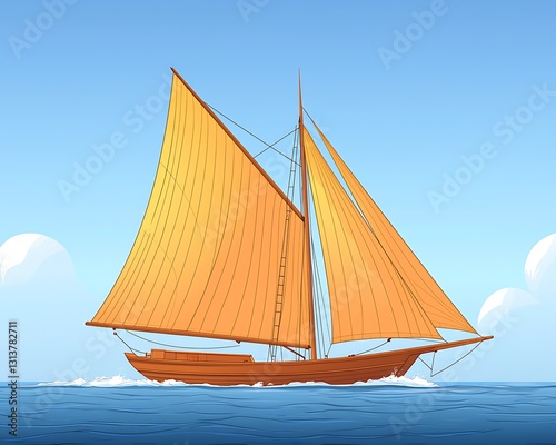 Sailing yacht ocean voyage sunny day