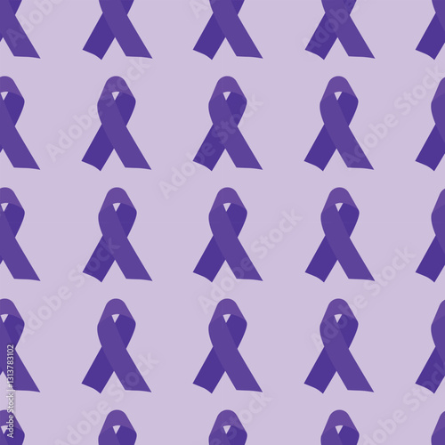 World epilepsy day free pattern. Violet ribbon on a lilac background. Vector illustration for background, card, cover, medical infographic