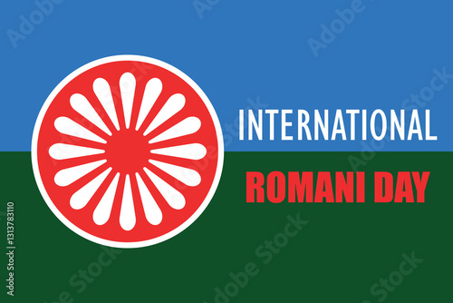 International Romani Day holiday concept, banner. Romani flag, roma ethnic community. Colorful vector illustration