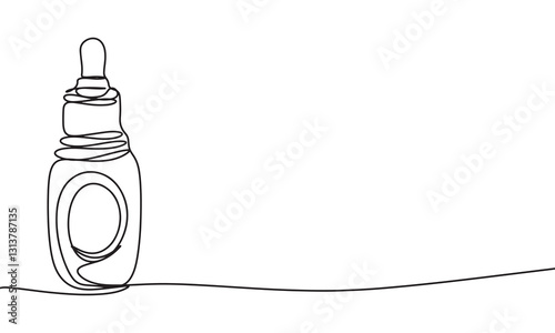 Cosmetics bottle one line continuous. Hand drawn vector art.