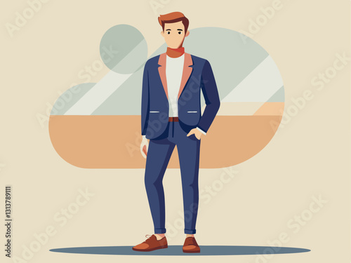 business-casual look with a fitted blazer, chinos, and loafers