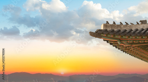 view of Seoul City at sunrise South Korea.