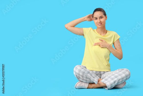 Young woman checking her br...