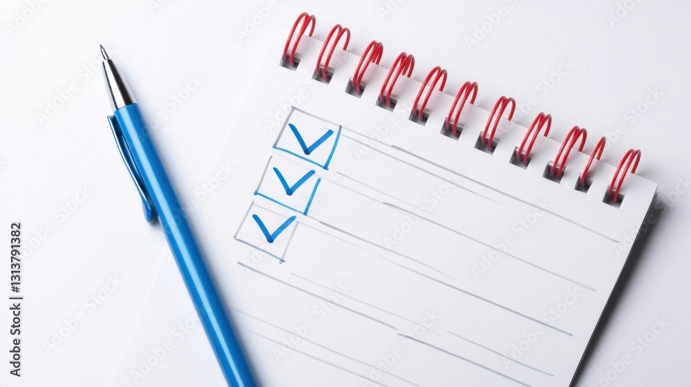 checklist notepad and pen on white background checklist notepad and pen on white background