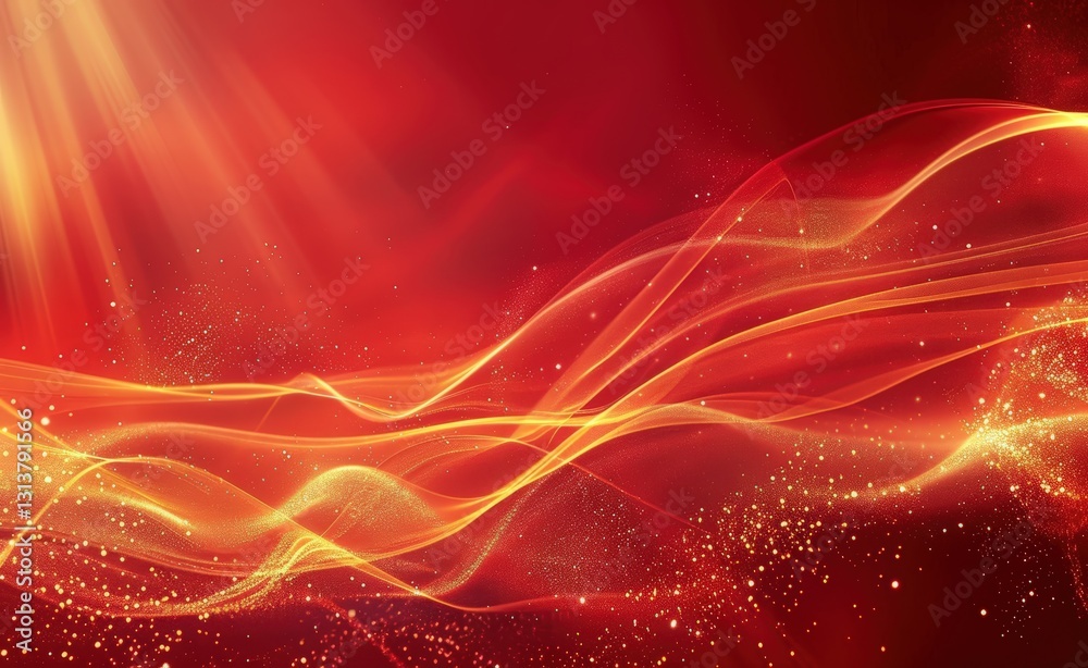 Fototapeta premium Abstract red and gold wave background.