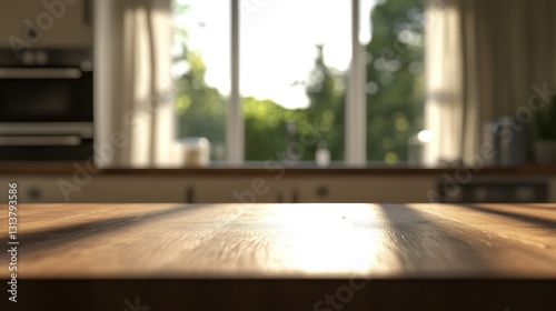 sunlit kitchen tabletop