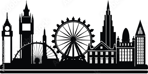 Detailed silhouette of london skyline
