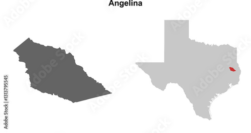 Angelina County (Texas) blank outline map set