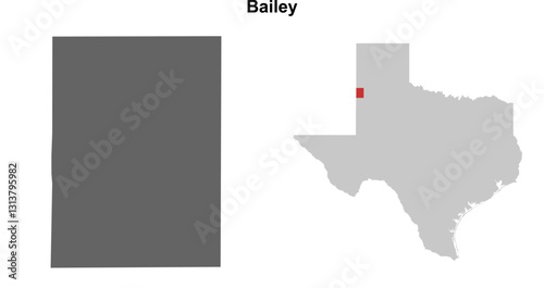 Bailey County (Texas) blank outline map set